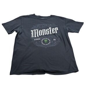 Monster Energy Shirt Mens L Black Graphic Tagless Preshrunk Cotton Crew Neck